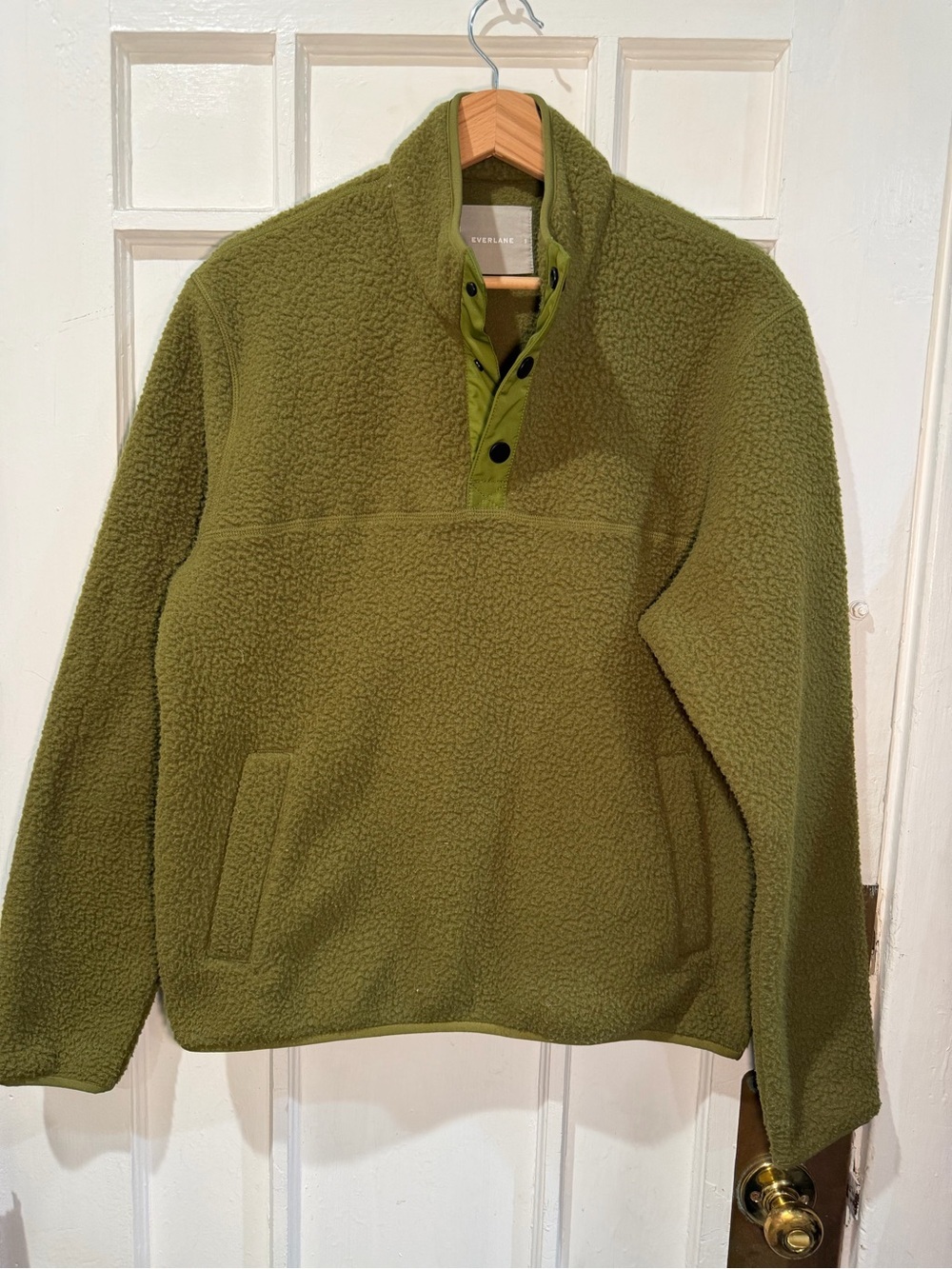 Everlane Olive Green Sherpa Zip Pullover